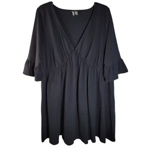 Asos black bell sleeve v-neck peasant blouse tunic